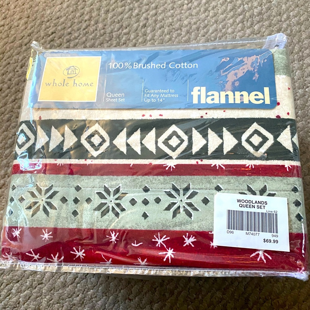 NWT- Queen size flannel Sheets